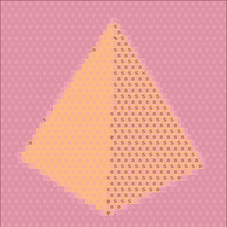 ASCII art of a yellow pyramid on a pink background